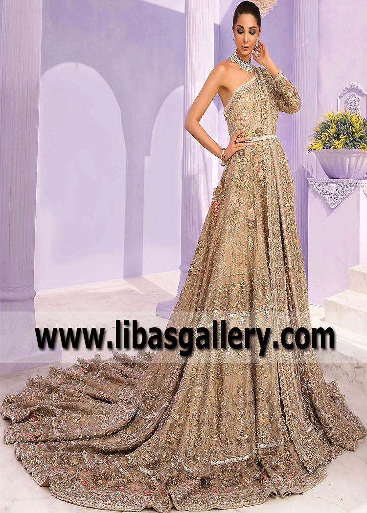 Tan Gypsophila Indian Bridal Gown