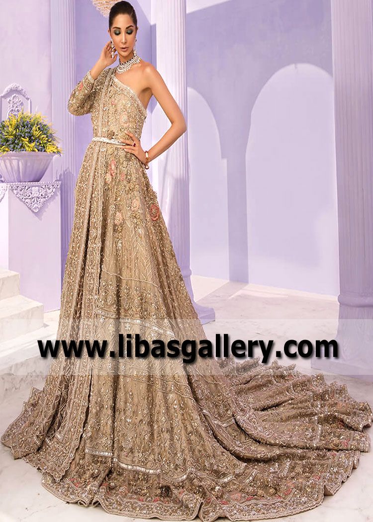 Tan Gypsophila Indian Bridal Gown