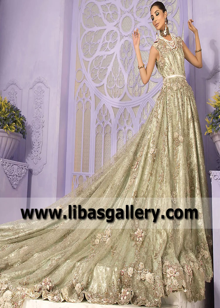 Misty Moss Forsythia Long Tail Gown