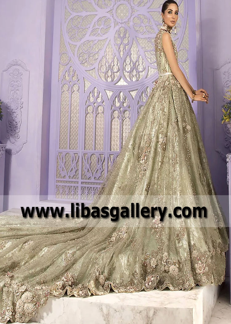 Misty Moss Forsythia Long Tail Gown