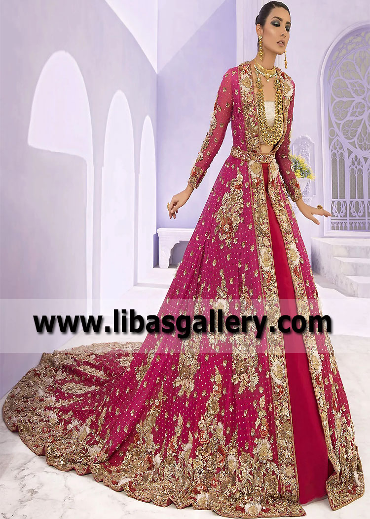 On-Trend Bridal Maxi Lehenga Beverly Hills California CA USA Designer Barat Dresses Rukhsati Dresses