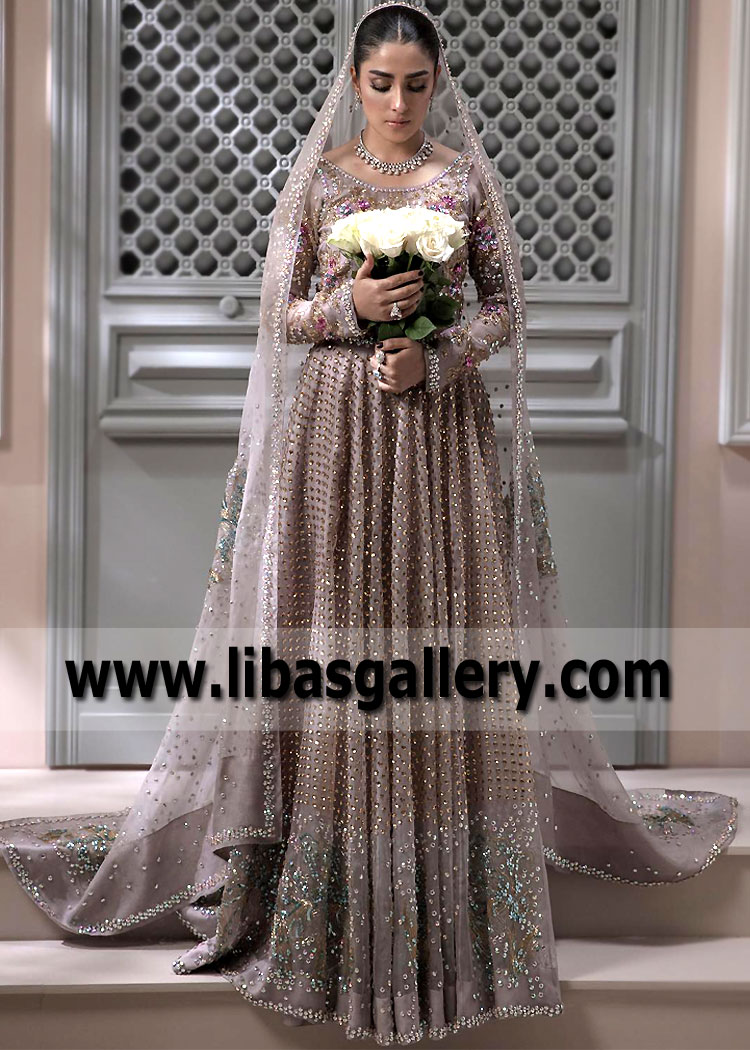 Silver Pink Iris Bridal Lehenga