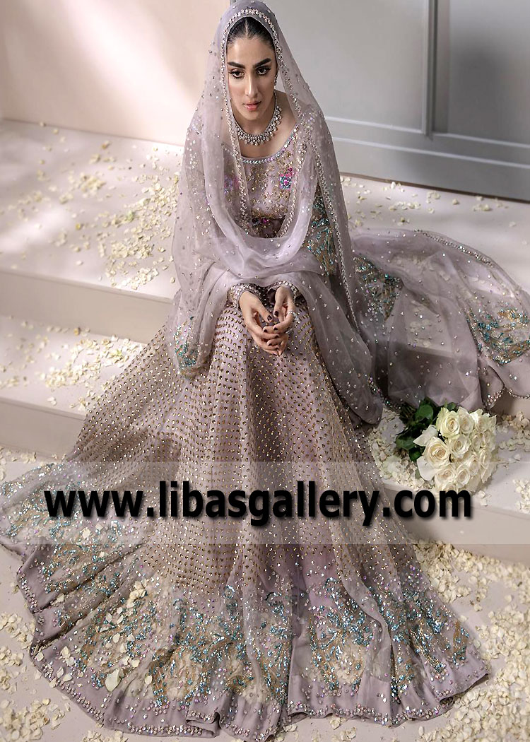 Silver Pink Iris Bridal Lehenga