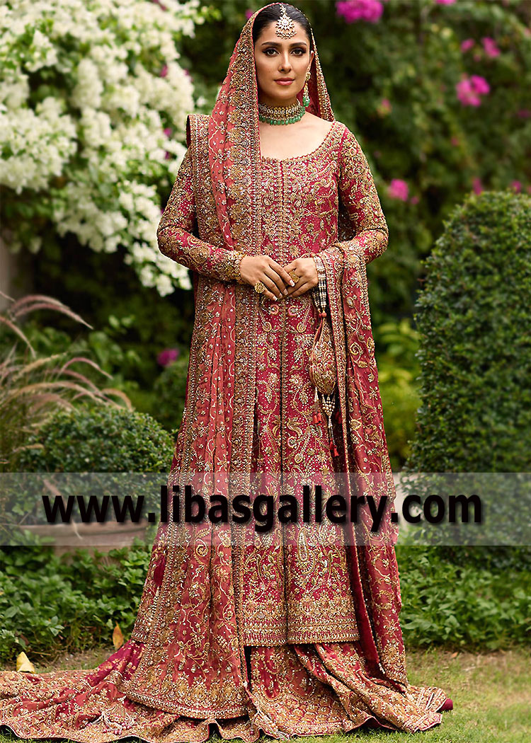 Pakistani Bridal Dress Farshi Lehenga Orlando Florida USA Farah Talib Aziz Bridal Farshi Lehenga