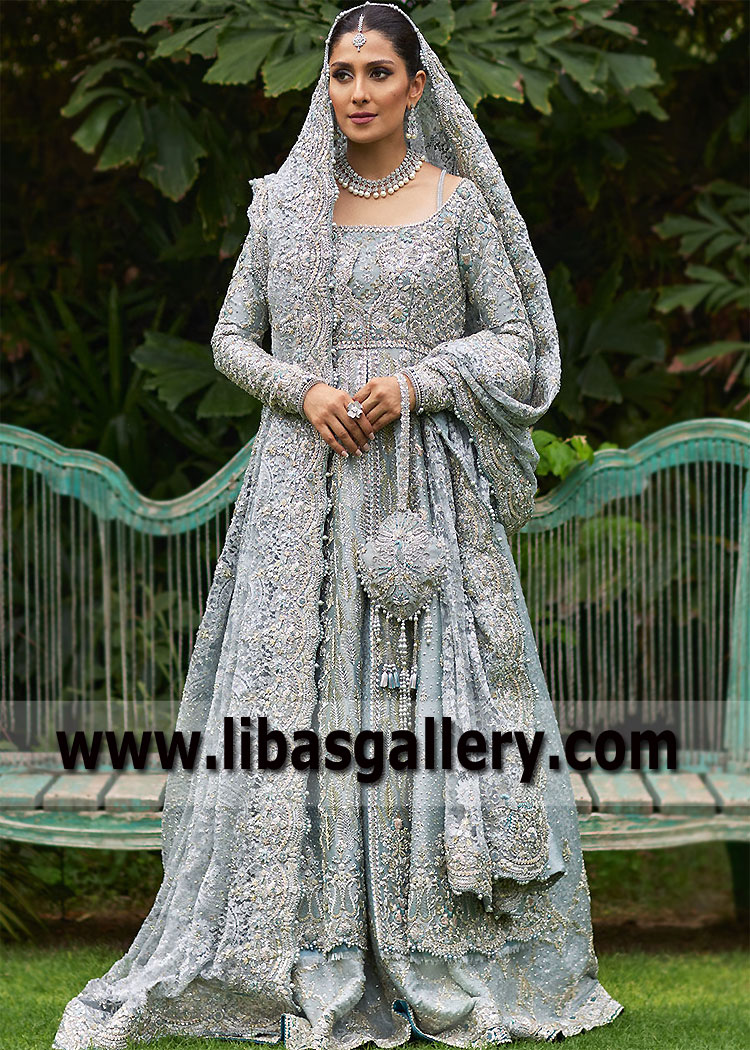 Pale Aqua Aviva Reception Anarkali Lehenga