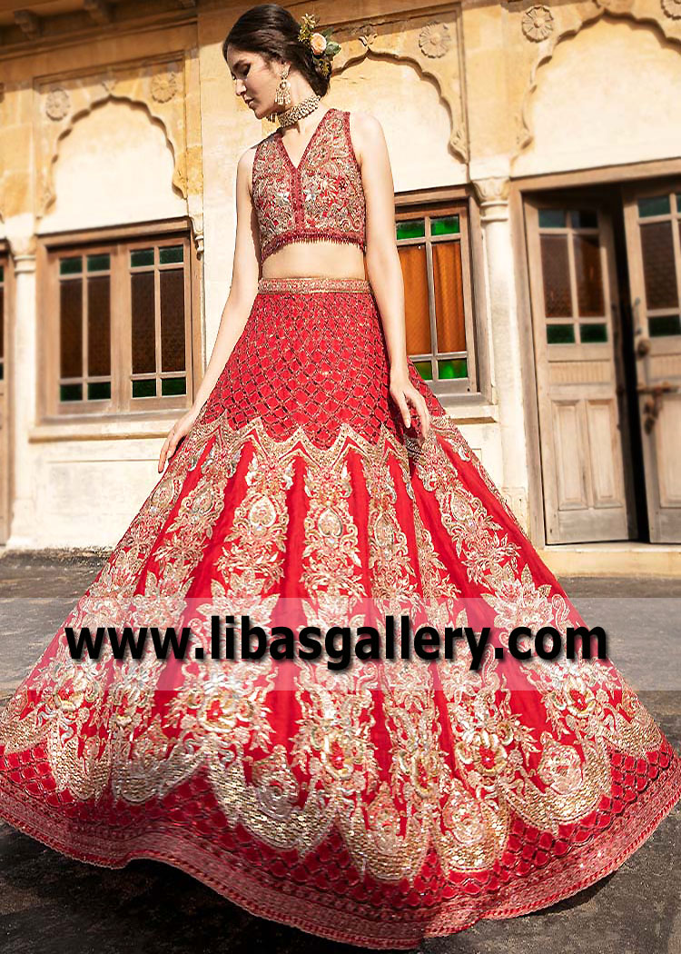Cornell Red Bergenia Lehenga Choli