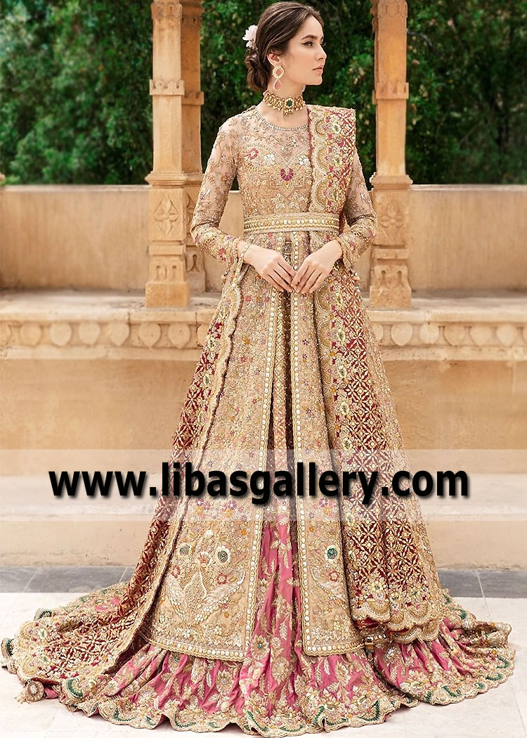 Burlywood Cyclamen Anarkali Lehenga Suit