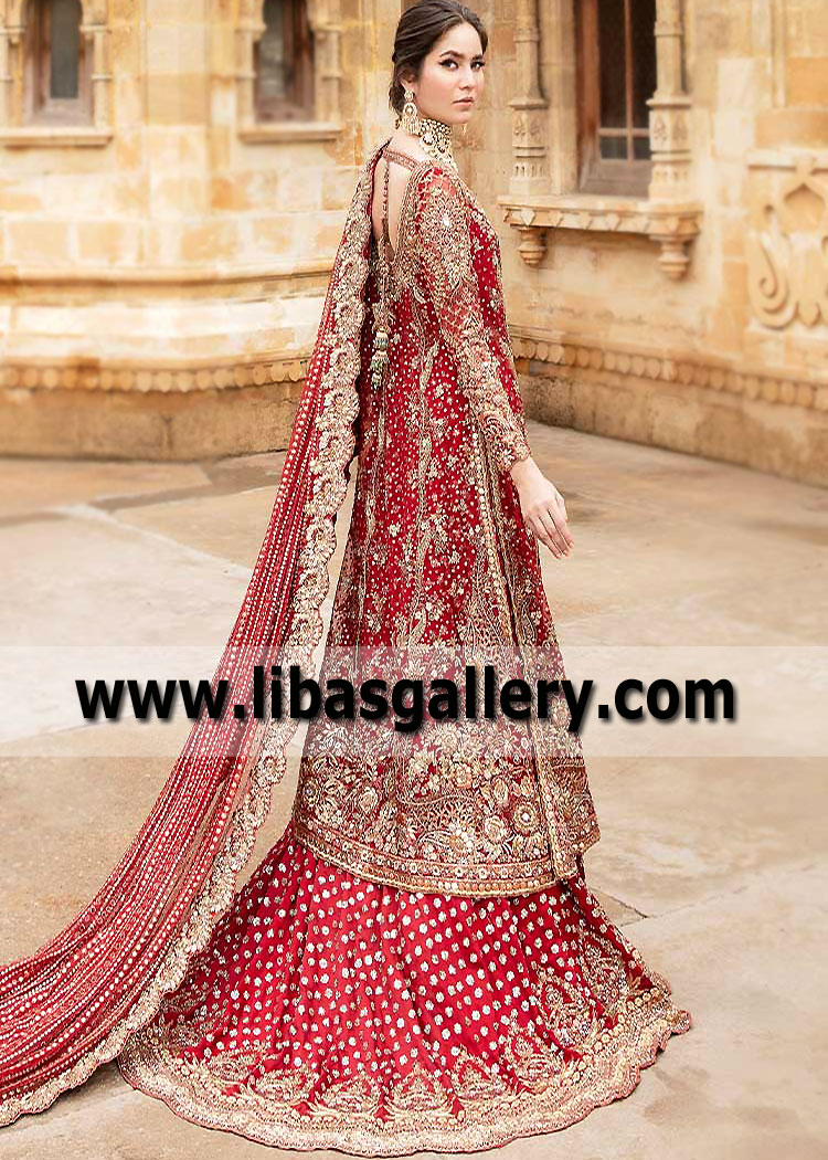 Imperial Red Gladiolus Bridal Lehenga