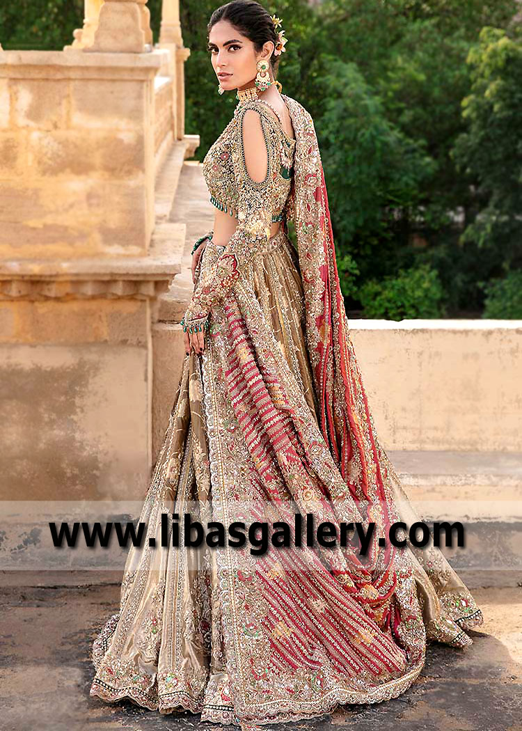 Antique Gold Fusion Fiori Lehenga Choli