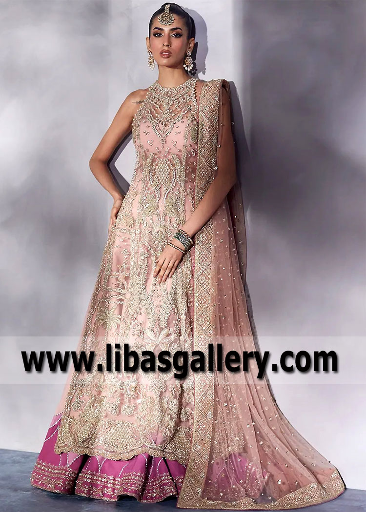 Coral Blossom Fleur Bridal Lehenga