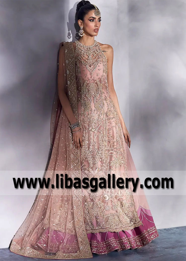 Coral Blossom Fleur Bridal Lehenga