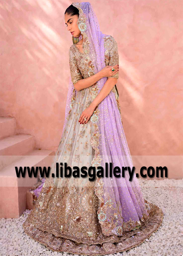 Thistle Wisteria Anarkali Bridal Lehenga