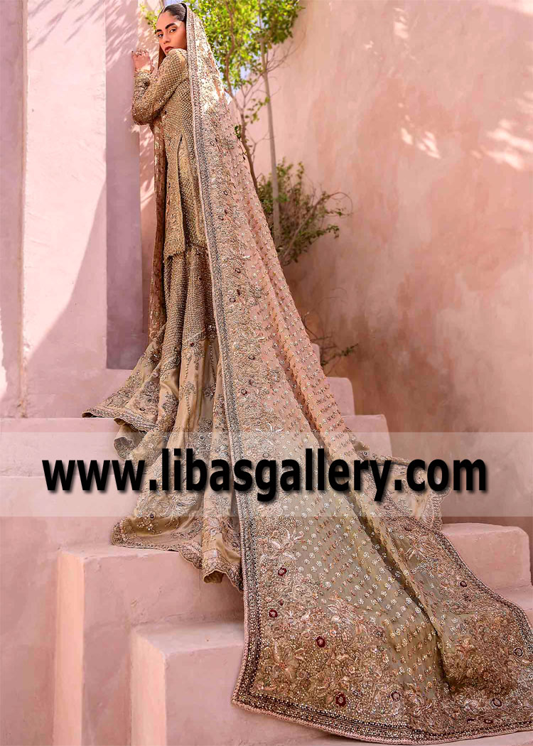 Aztec Gold Wedelia Bridal Lehenga Dress