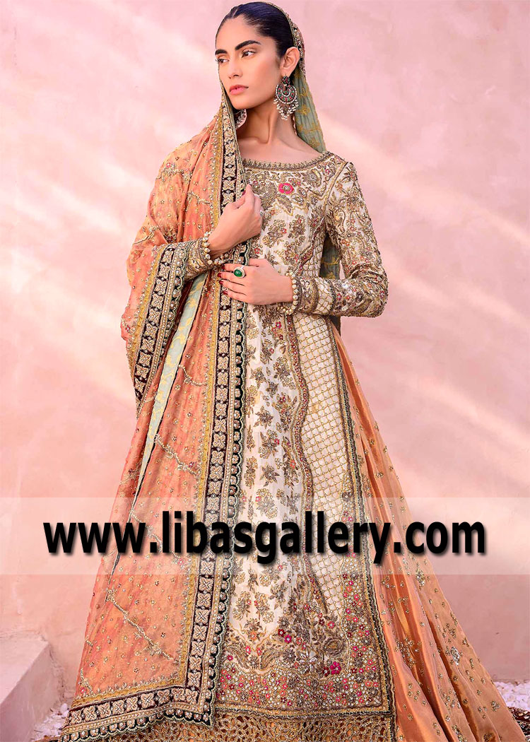 Atomic tangerine Gold Wedelia Designer Lehenga