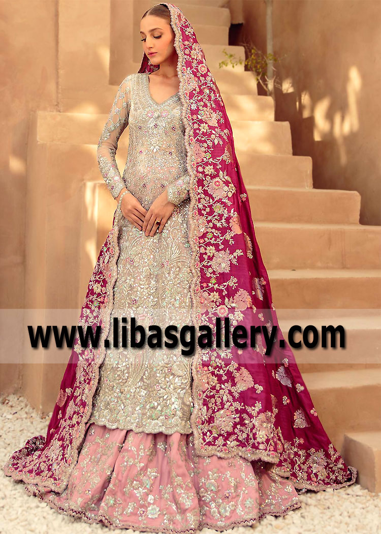 Queen Pink Tulip Walima Bridal Lehenga