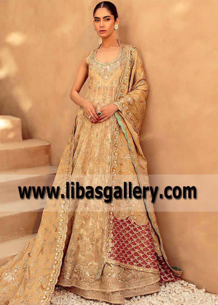 Earth yellow Bridal Lehenga for Newlyweds