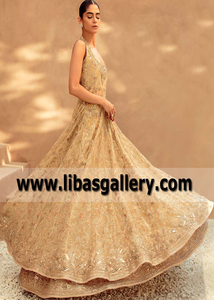 Earth yellow Bridal Lehenga for Newlyweds