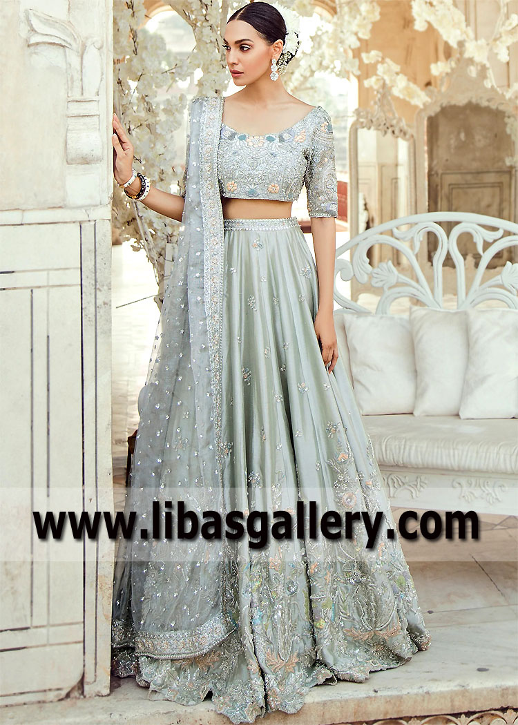 Heavenly Light Blue Morning Glory Lehenga