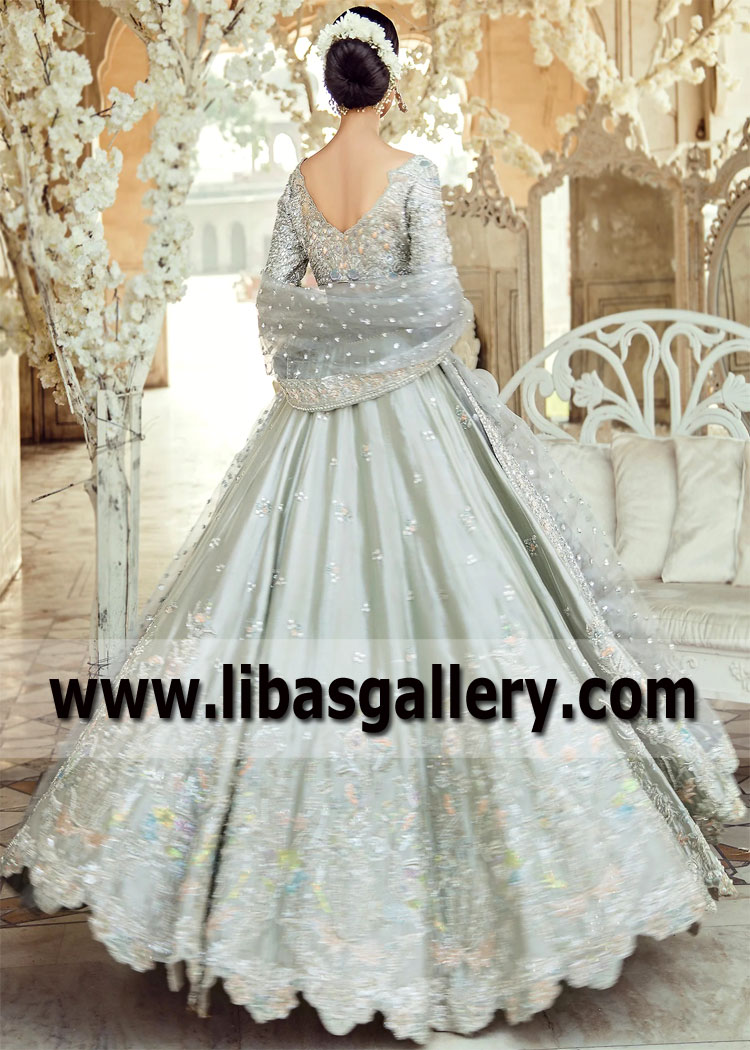 Heavenly Light Blue Morning Glory Lehenga