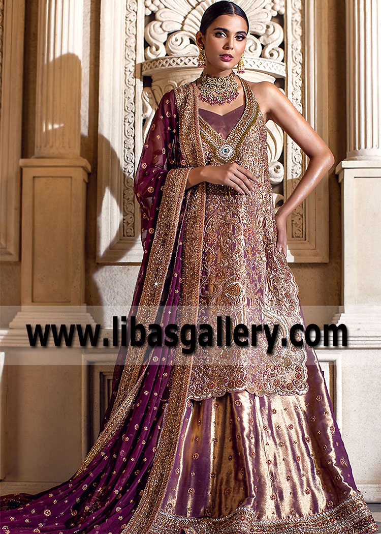 Byzantium Royal Russell Lupine Wedding Lehenga