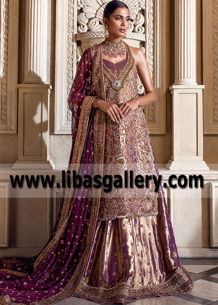 Byzantium Royal Russell Lupine Wedding Lehenga