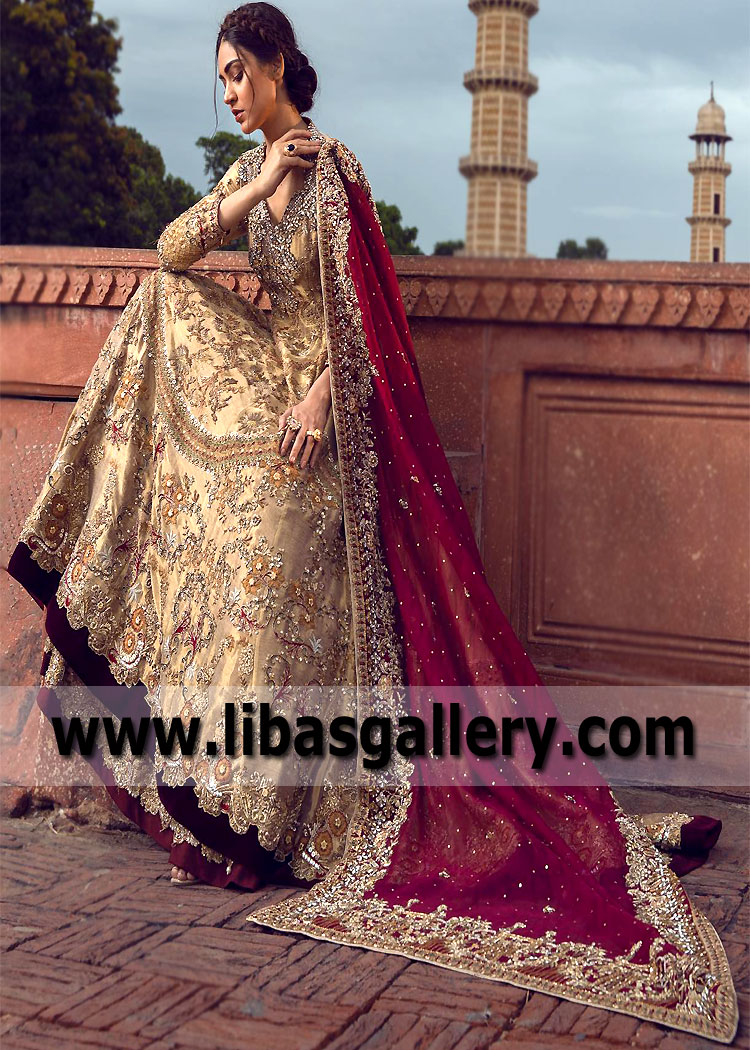 Gold Metallic Gloire de Ducher Bridal Lehenga