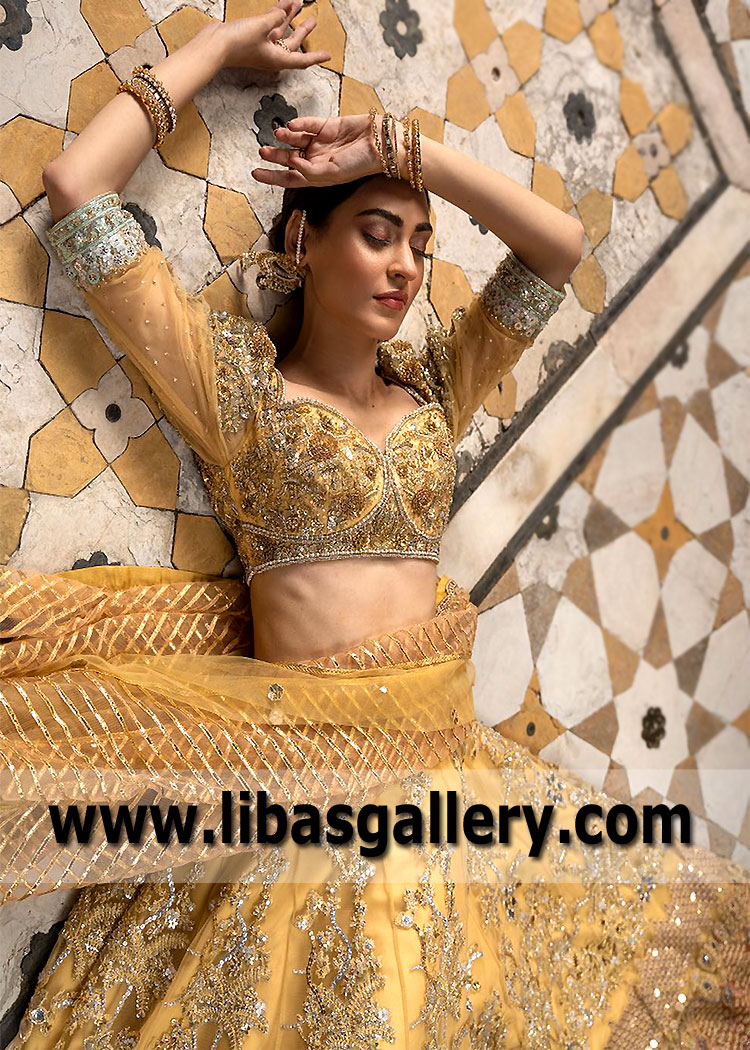 Amber Celosia Fresh Look Gold Lehenga Choli
