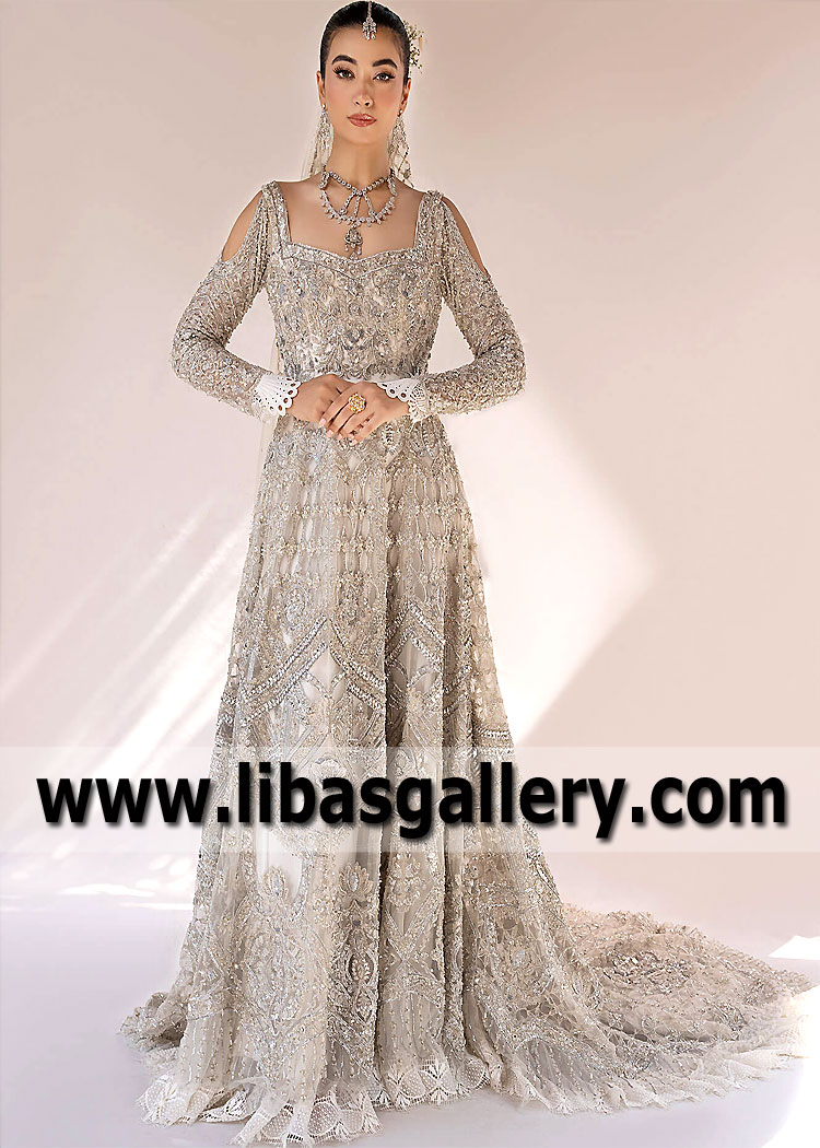 Flutter Pure White Scabious Bridal Gown