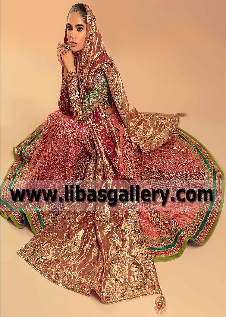 Congo Pink Shamrock Green Amaryllis Lehenga Choli