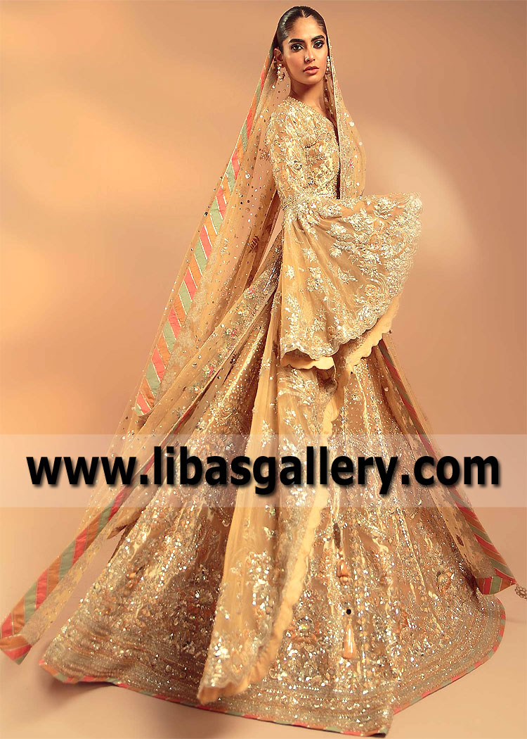 Pale Gold Ovule Wedding Lehenga Choli