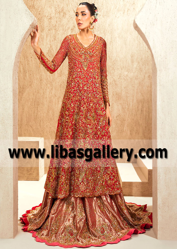 Cornell Red Iris Bridal Lehenga