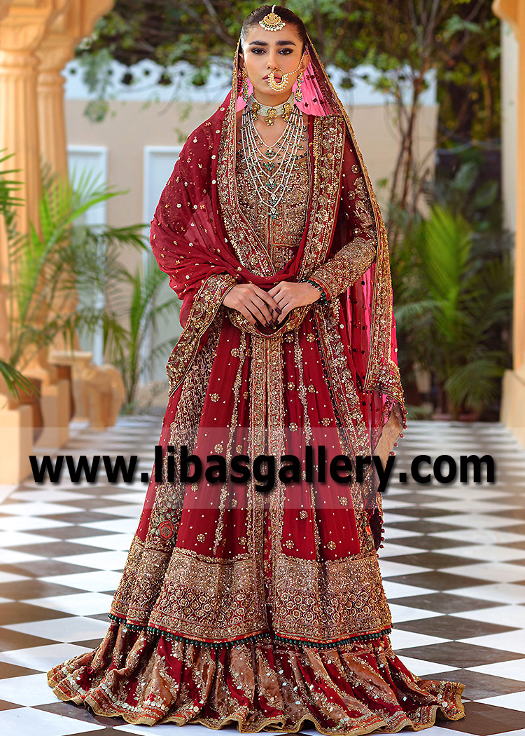 Penn Red Bixbite Pishwas Lehenga