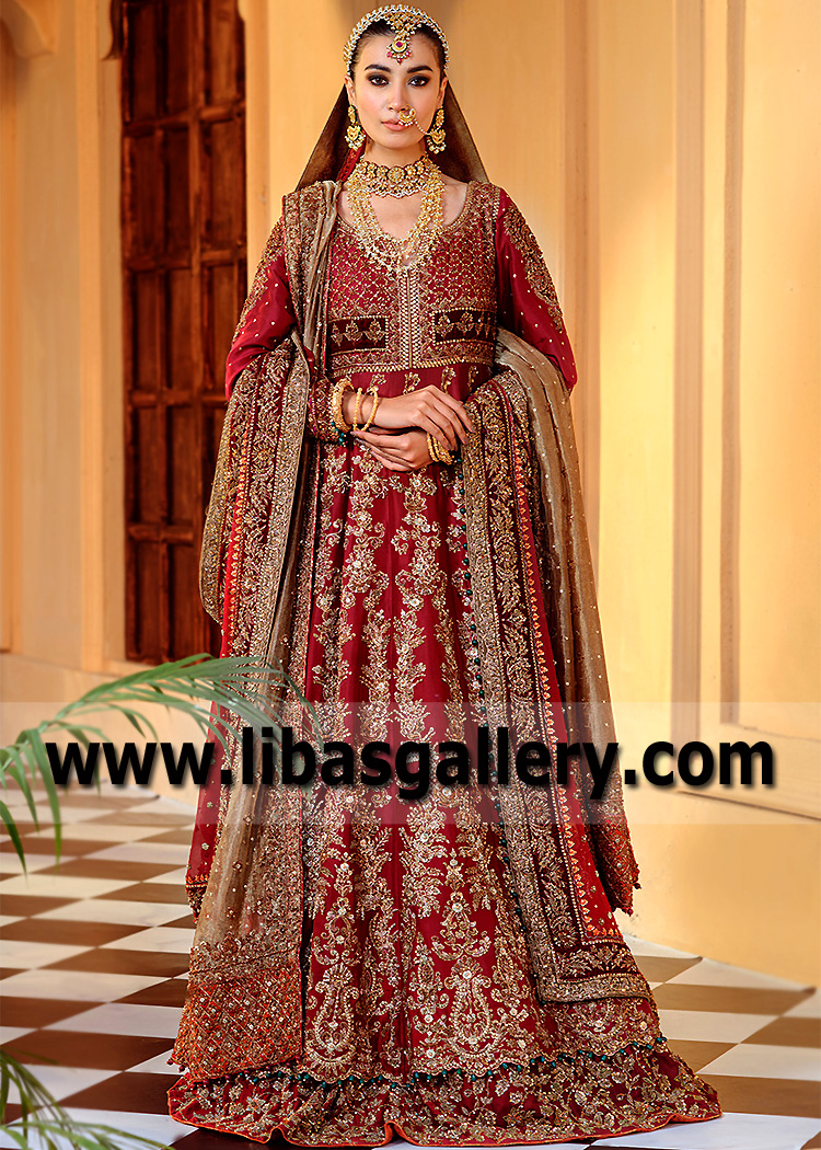 Red Devil Almandine Pishwas and Lehenga