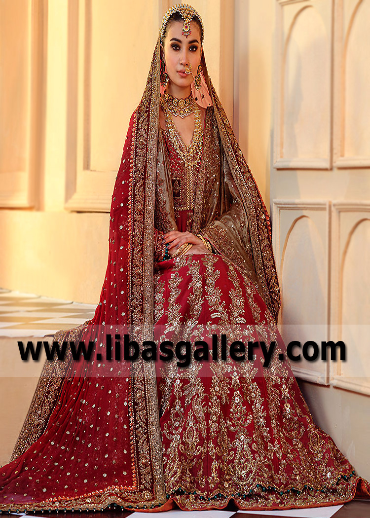 Red Devil Almandine Pishwas and Lehenga