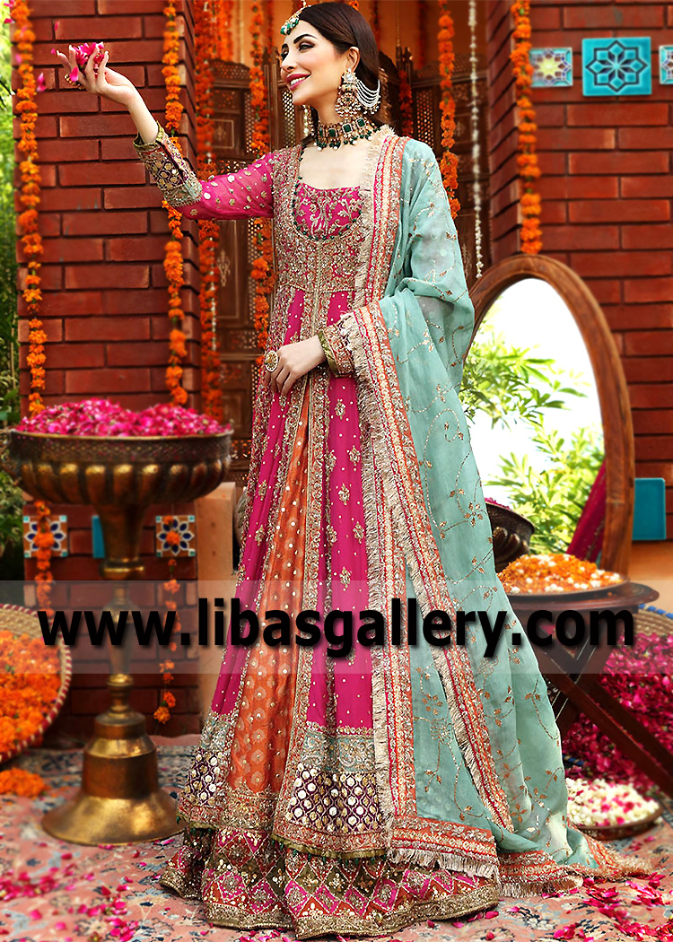 Vivid Cerise Grandidierite Kalidaar Anarkali Lehenga