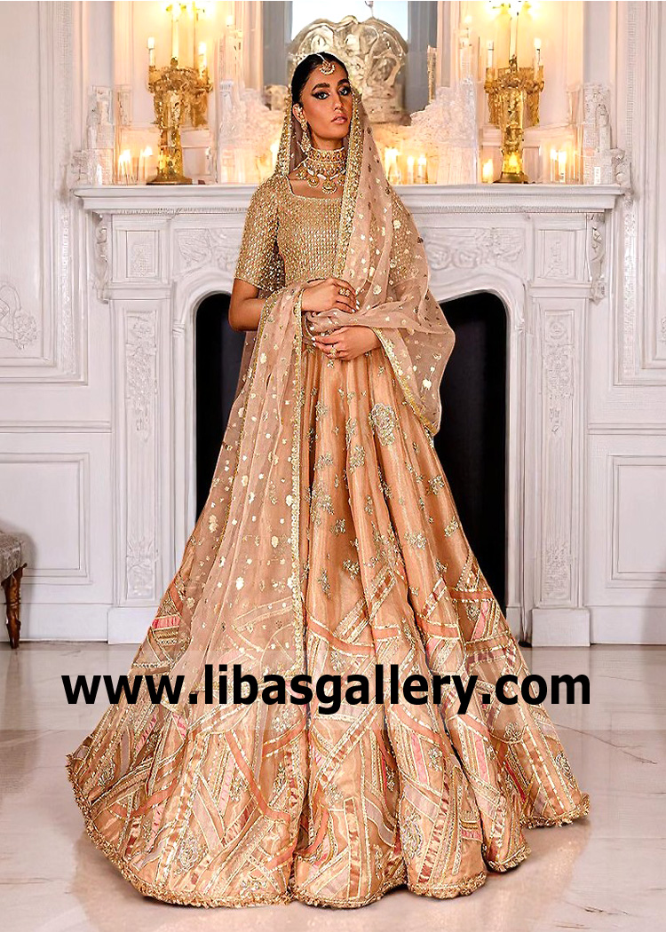 Vivid Tangerine Bridal Lehenga Choli Jersey City New Jersey USA Designer Bridal Dresses Price Range