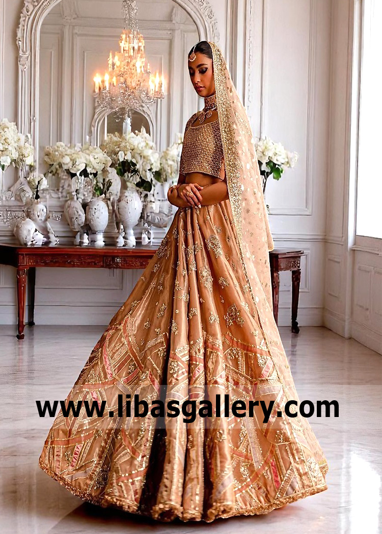 Vivid Tangerine Crocus Lehenga Choli