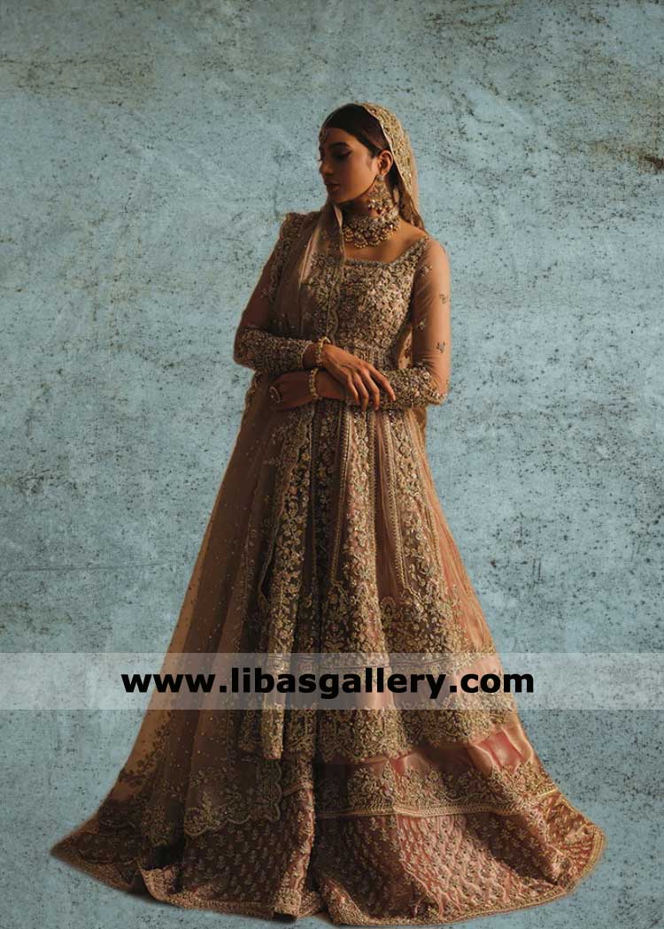 Light Charmoisee Stokesia Bridal Pishwas