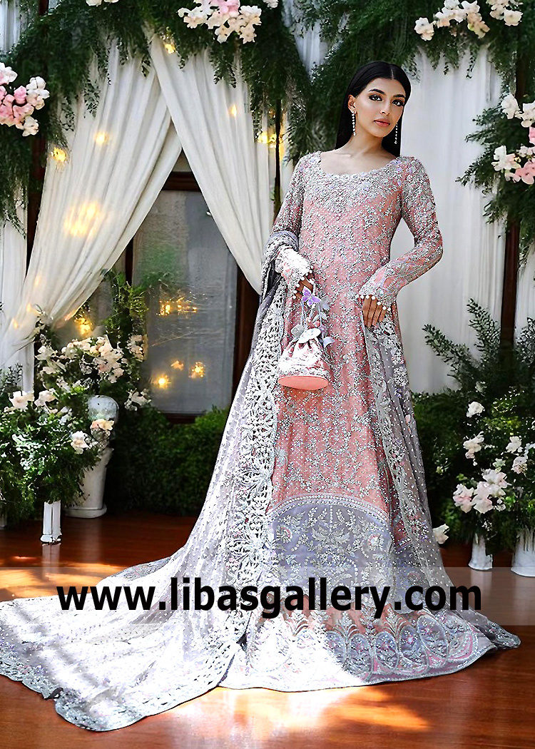 Splendid Rose Quartz Bridal Lehenga Pishwas