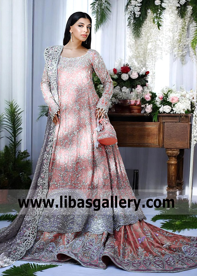 Splendid Rose Quartz Bridal Lehenga Pishwas