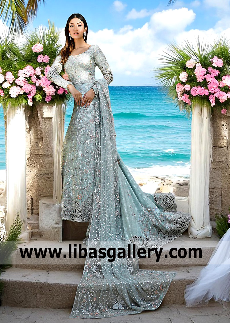 Mint Green Azalea Gown With Sweep Train