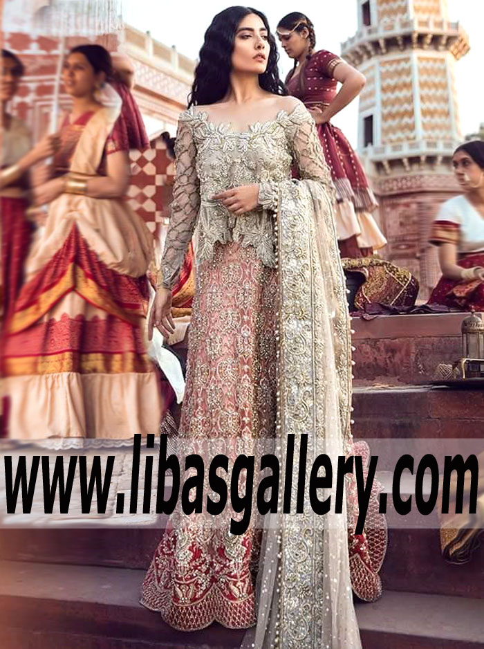Gorgeous Coral Clover Bridal Lehenga
