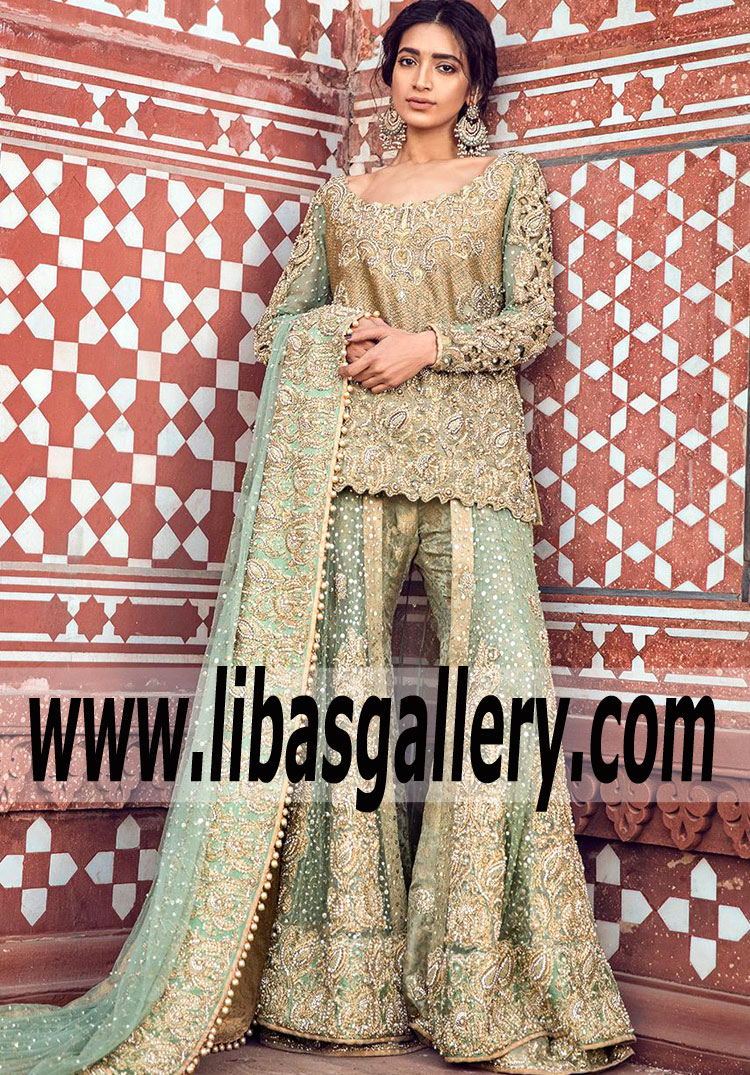 Magic Mint Dahlia Bridal Gharara 