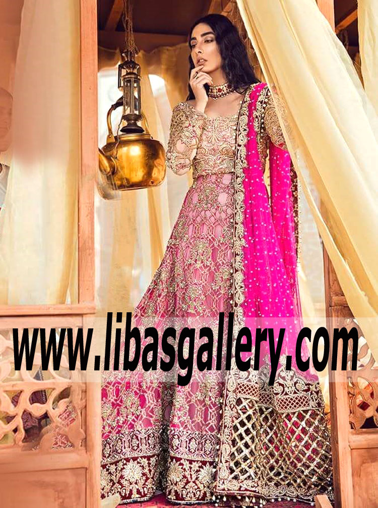 Chic Persian Pink Arum Bridal Outfit