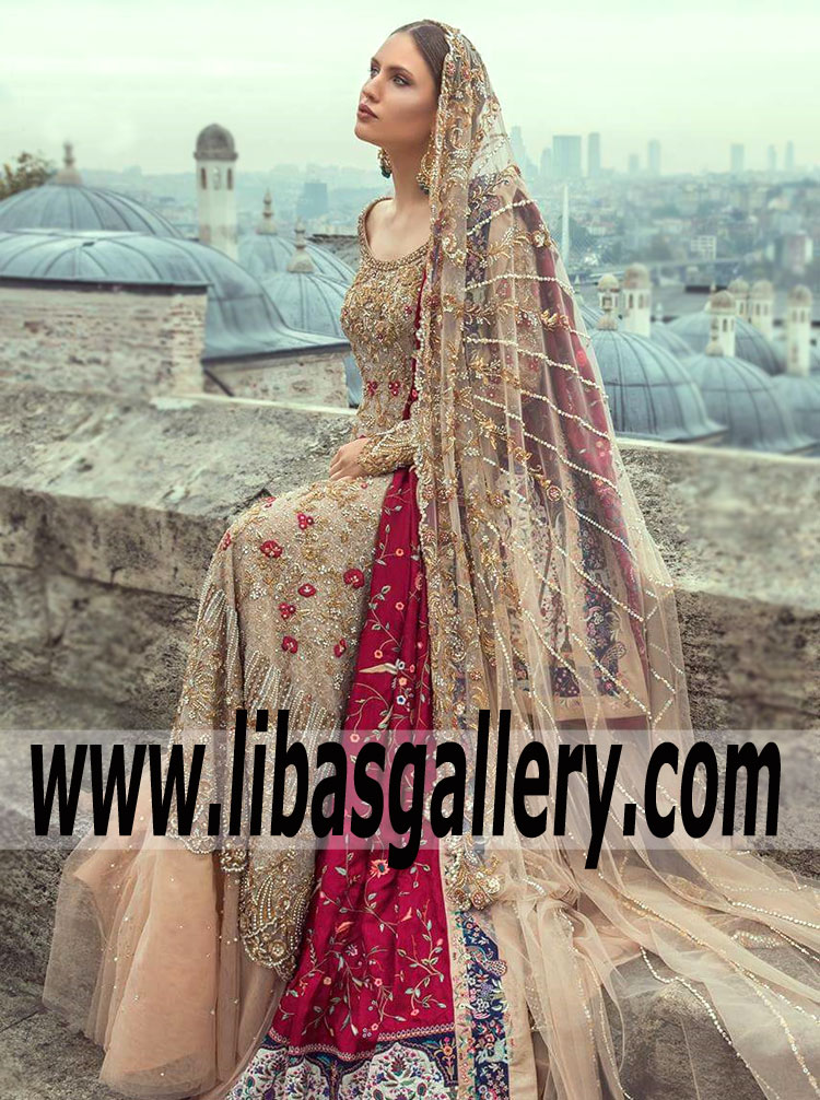 whimsical Beige Gladiolus Anarkali