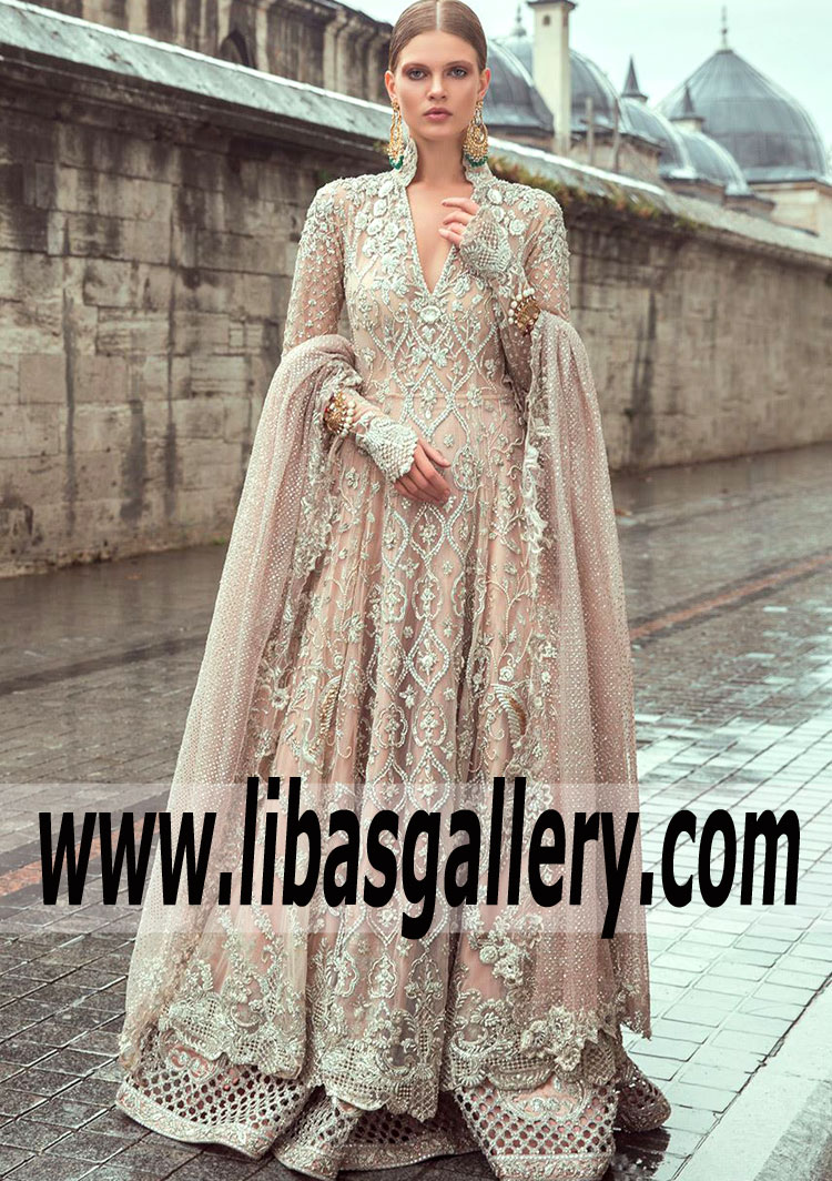 Luxurious Peach Puff Lilium Wedding Anarkali