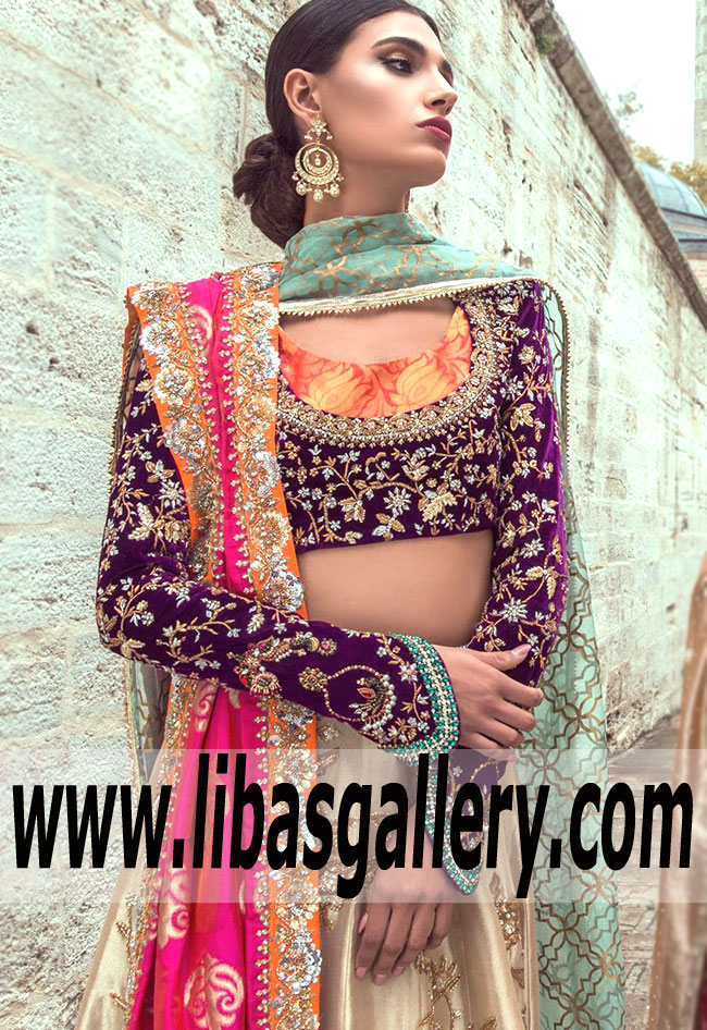 Trendy Gold Eucharis Lehenga