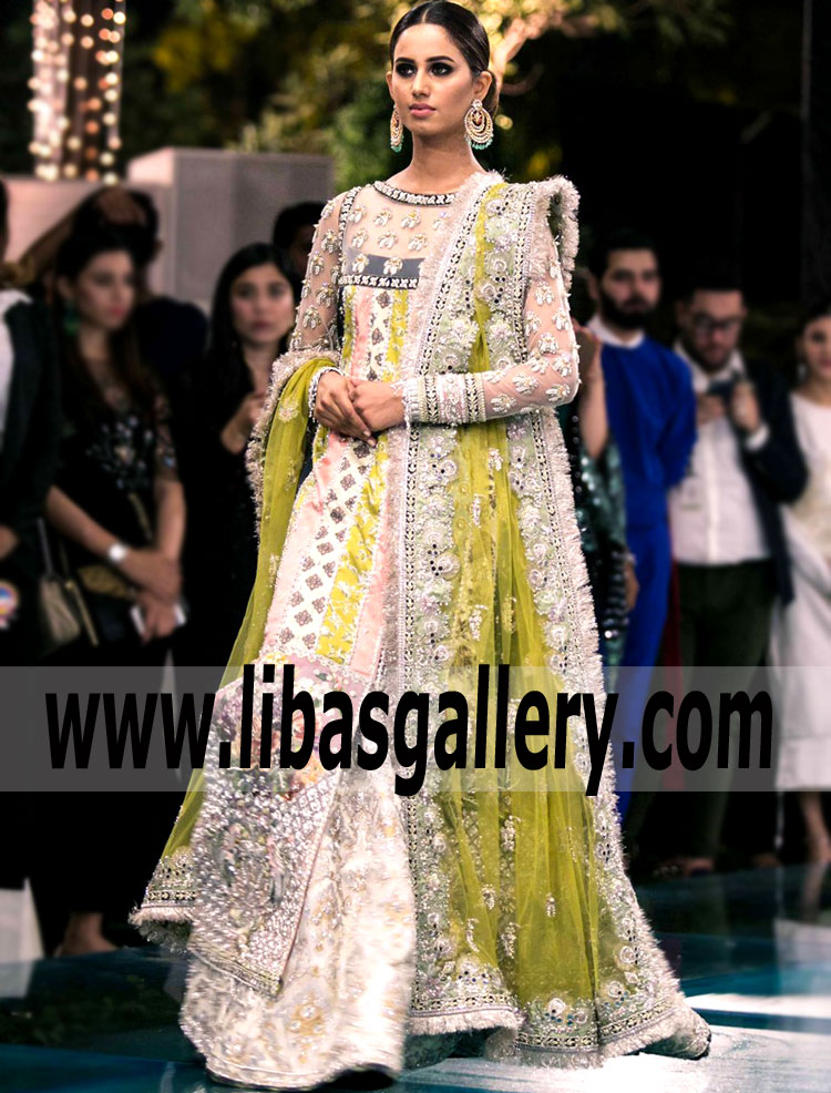 Trendy Silver Gladiolus Bridal Gharara