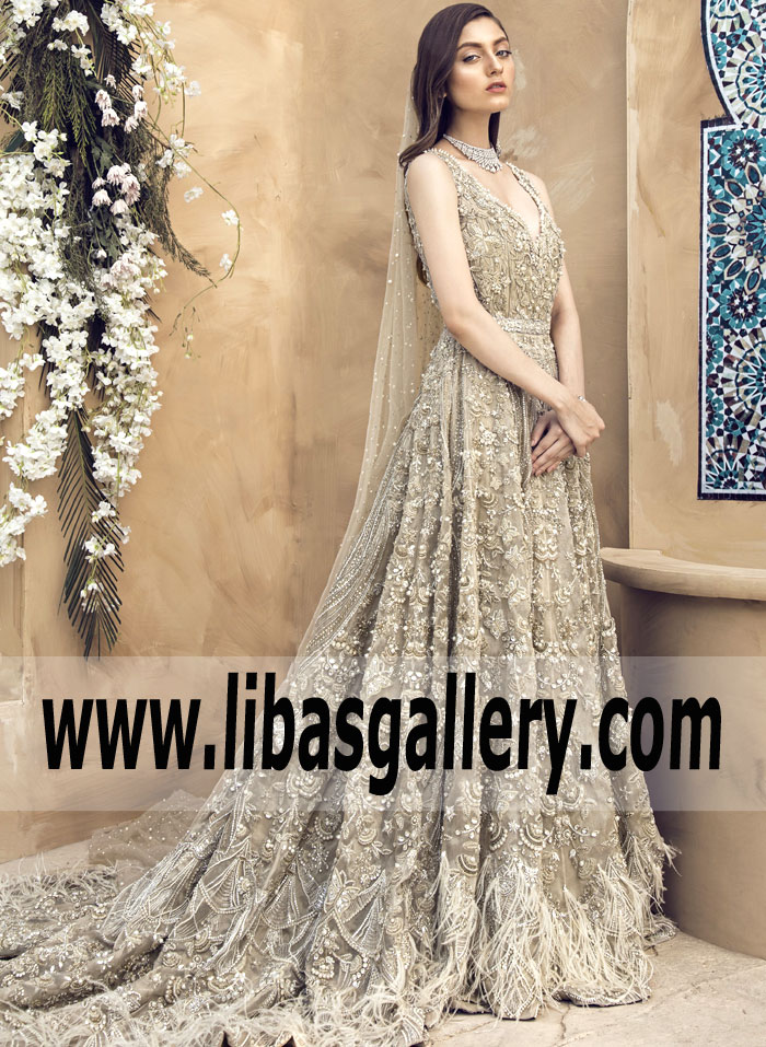 Breathtaking Meringue Tansy Train Wedding Gown
