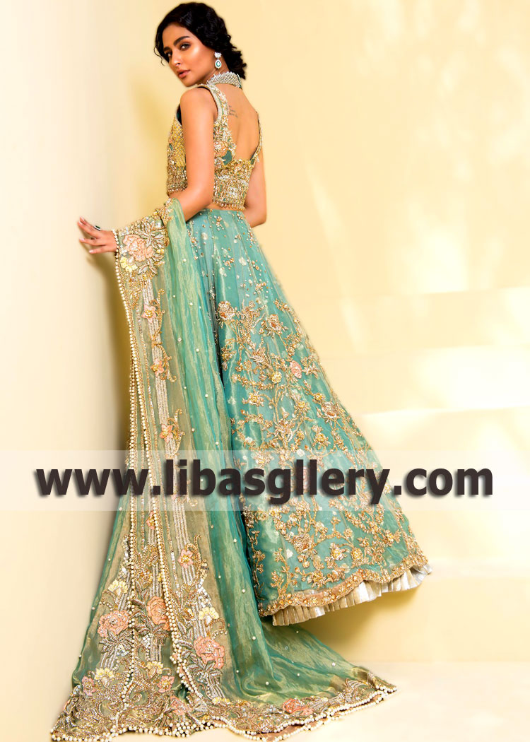 Absolute Best Aqua Freesia Wedding Lehenge